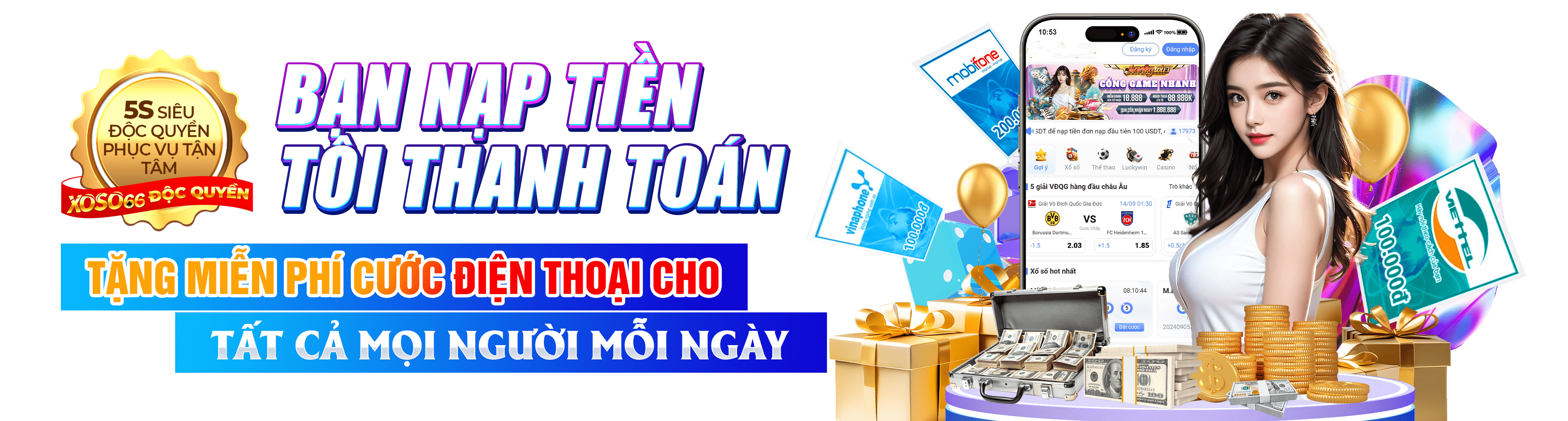 Hình ảnh quảng cáo của vvvwin hiển thị nền tảng và các lợi ích